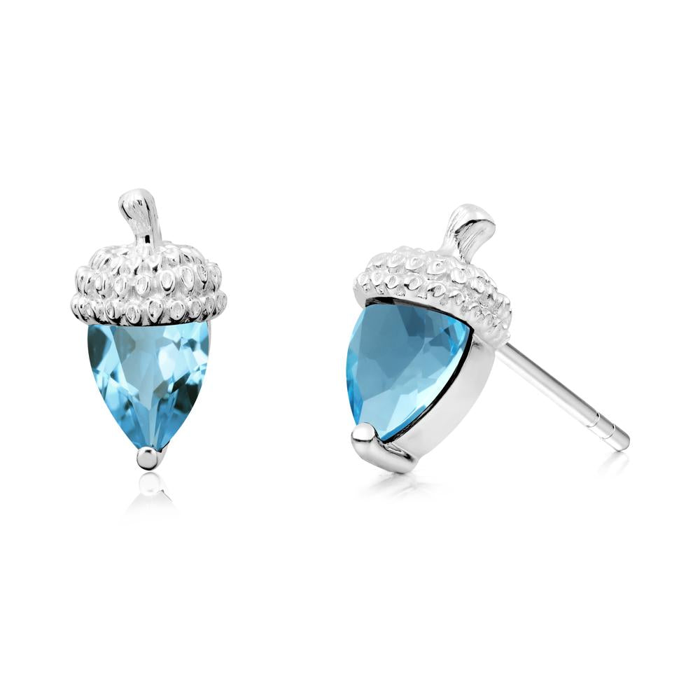 Swiss Blue Topaz Acorn Earrings - LUO Jewelry #metal_14k white gold