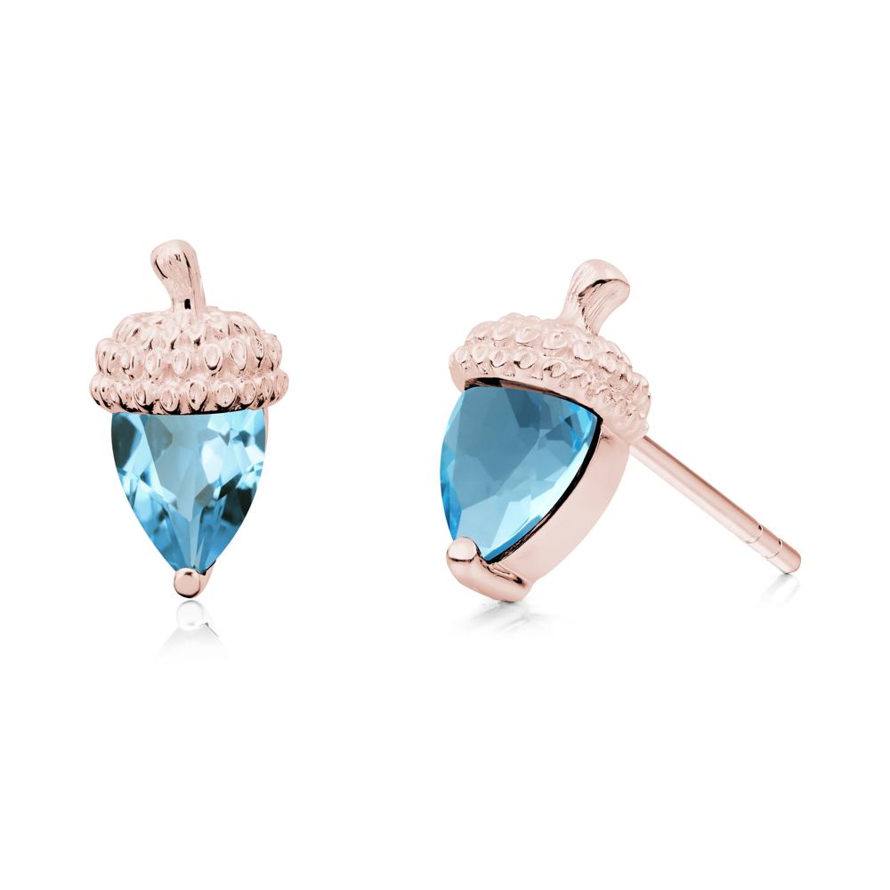 Swiss Blue Topaz Acorn Earrings - LUO Jewelry #metal_18k rose gold