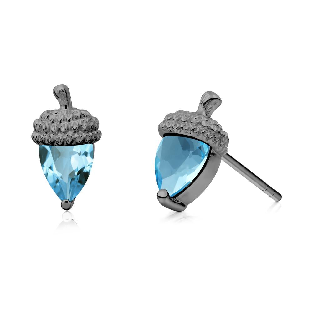 Swiss Blue Topaz Acorn Earrings - LUO Jewelry #metal_black finish sterling silver