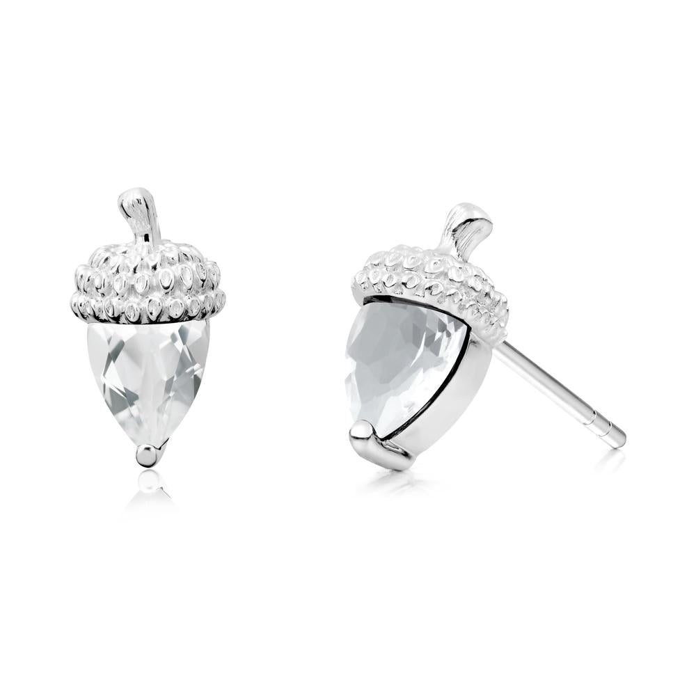 White Topaz Acorn Earrings - LUO Jewelry #metal_14k white gold