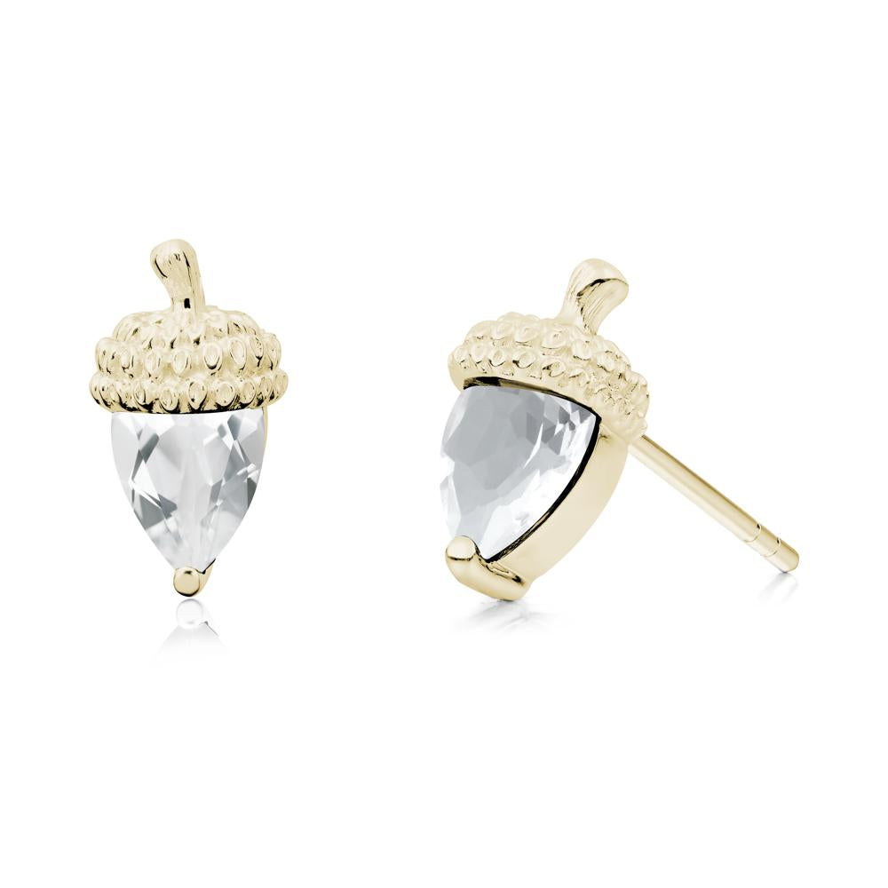 White Topaz Acorn Earrings - LUO Jewelry #metal_14k yellow gold