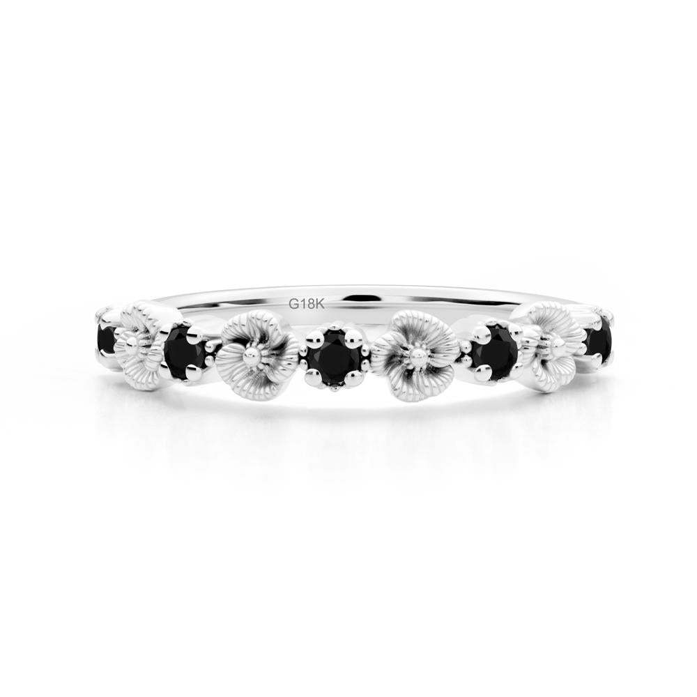 Black Spinel Flower Eternity Band - LUO Jewelry #metal_18k white gold