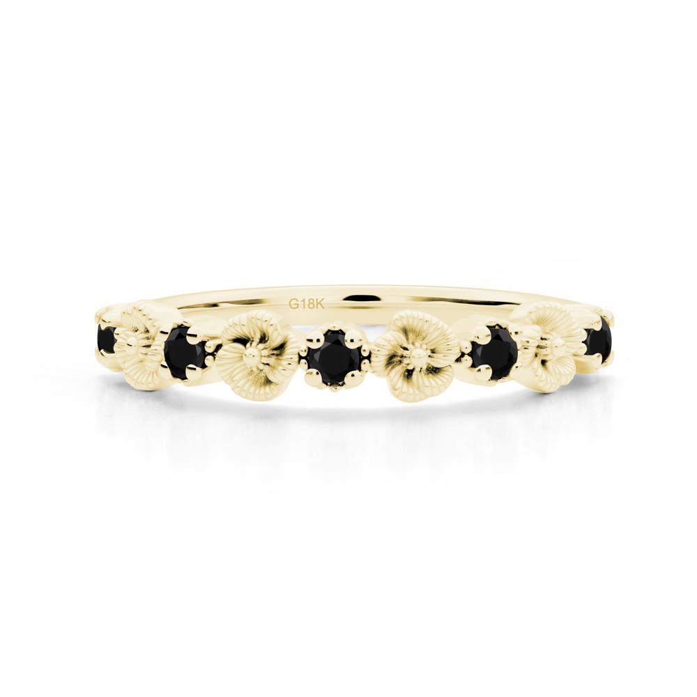 Black Spinel Flower Eternity Band - LUO Jewelry #metal_18k yellow gold