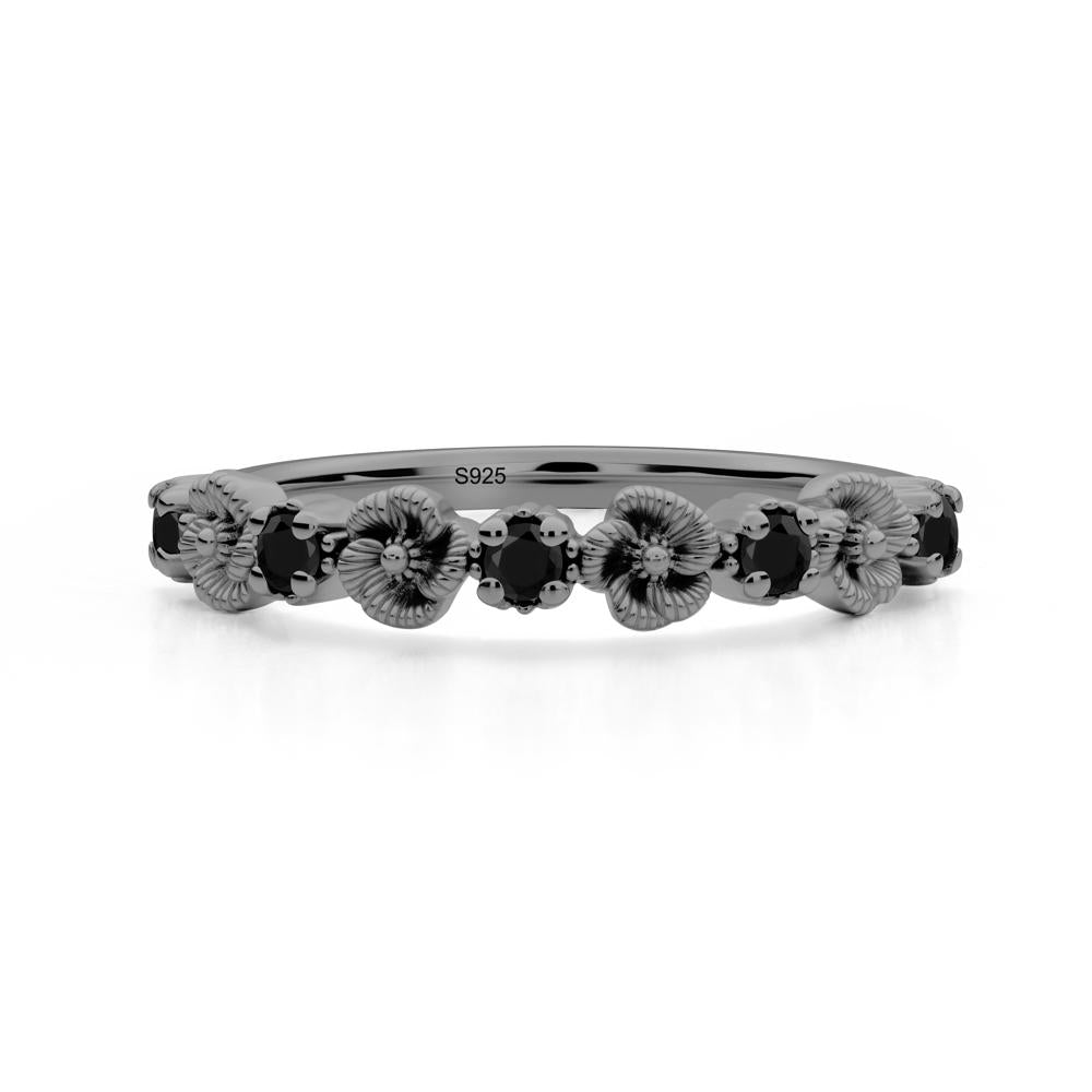 Black Spinel Flower Eternity Band - LUO Jewelry #metal_black finish sterling silver