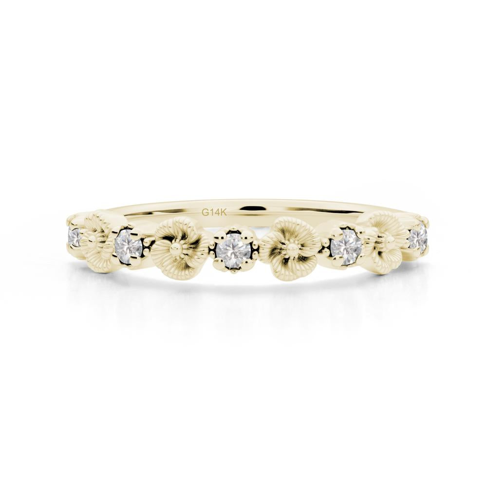 Floral Cubic Zirconia Wedding Band - LUO Jewelry #metal_14k yellow gold
