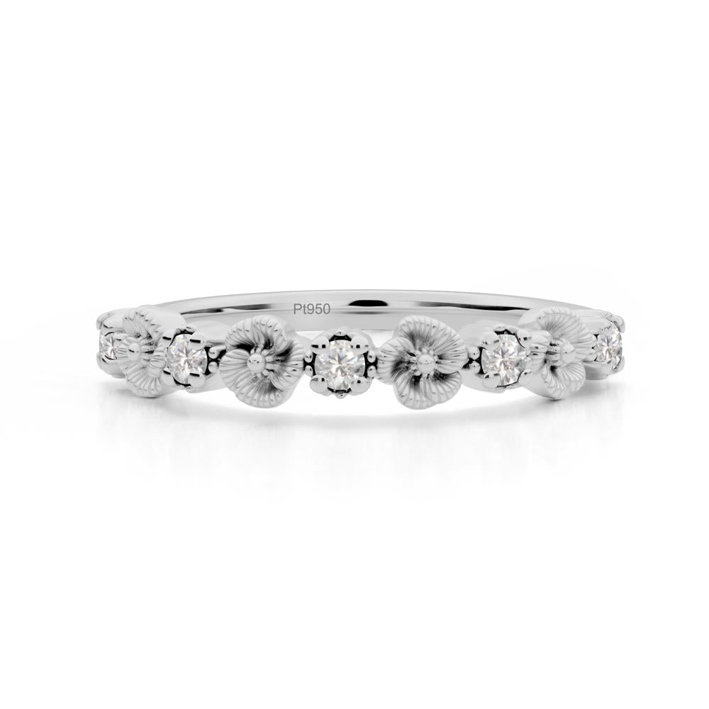 Floral Cubic Zirconia Wedding Band - LUO Jewelry #metal_platinum