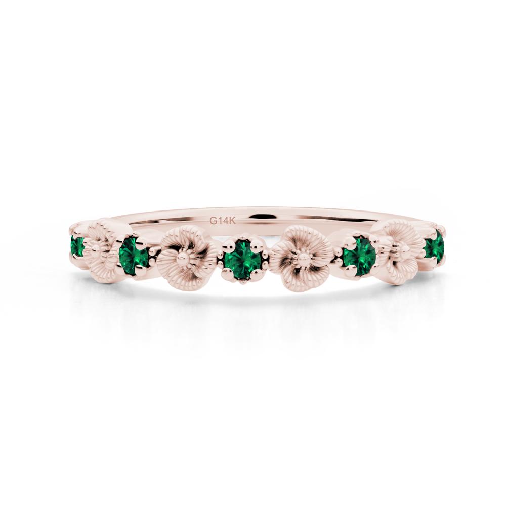Floral Emerald Wedding Band - LUO Jewelry #metal_14k rose gold
