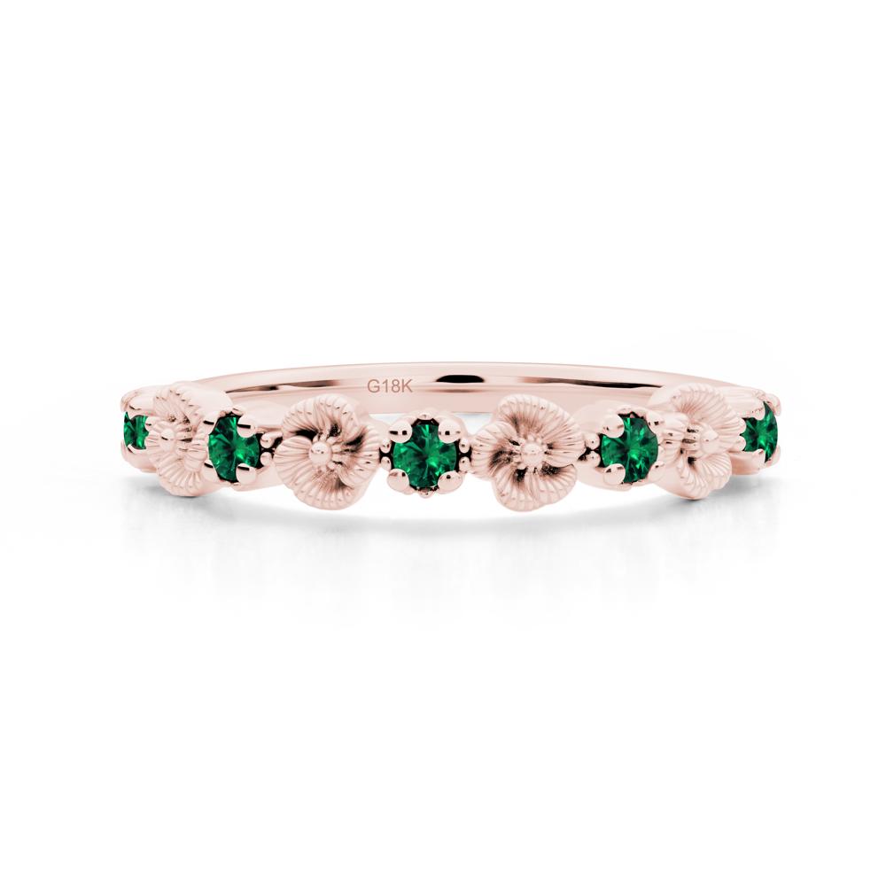 Floral Emerald Wedding Band - LUO Jewelry #metal_18k rose gold
