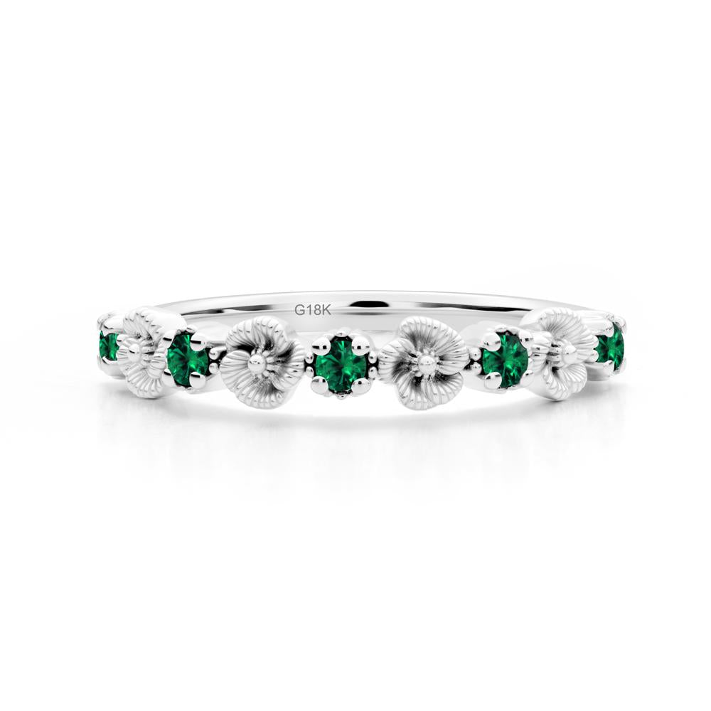 Floral Emerald Wedding Band - LUO Jewelry #metal_18k white gold