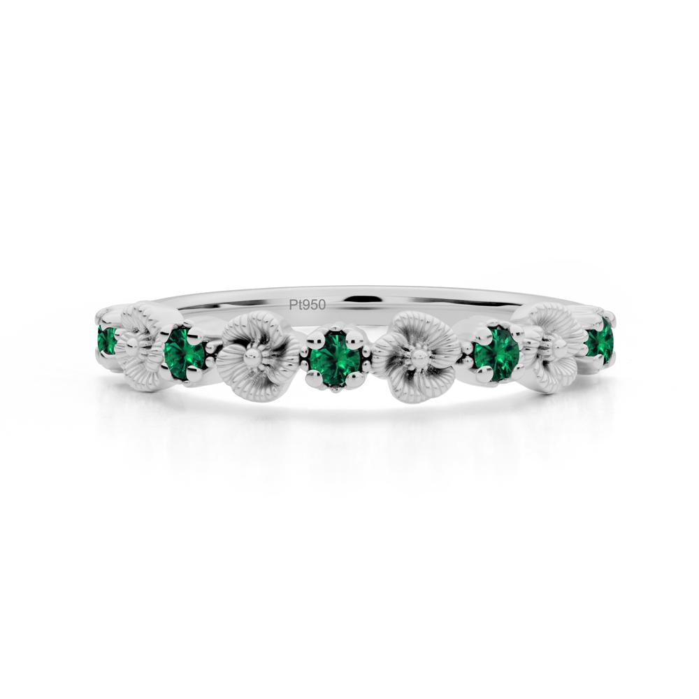 Floral Emerald Wedding Band - LUO Jewelry #metal_platinum