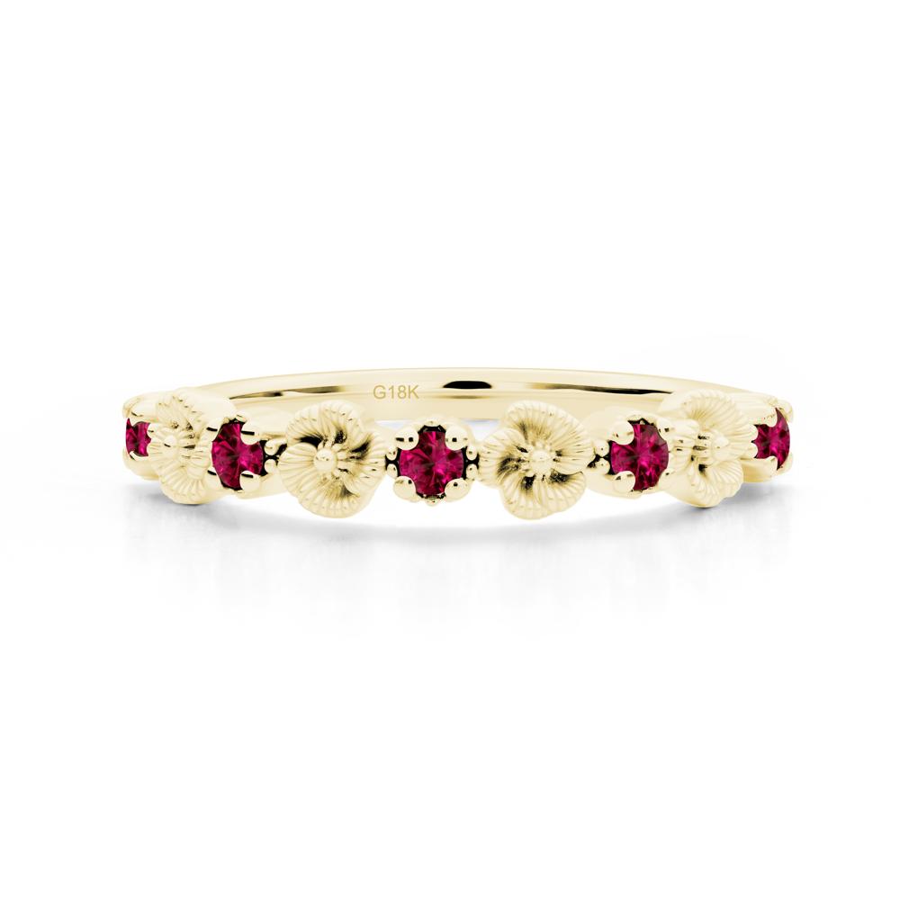 Ruby Flower Eternity Band - LUO Jewelry #metal_18k yellow gold
