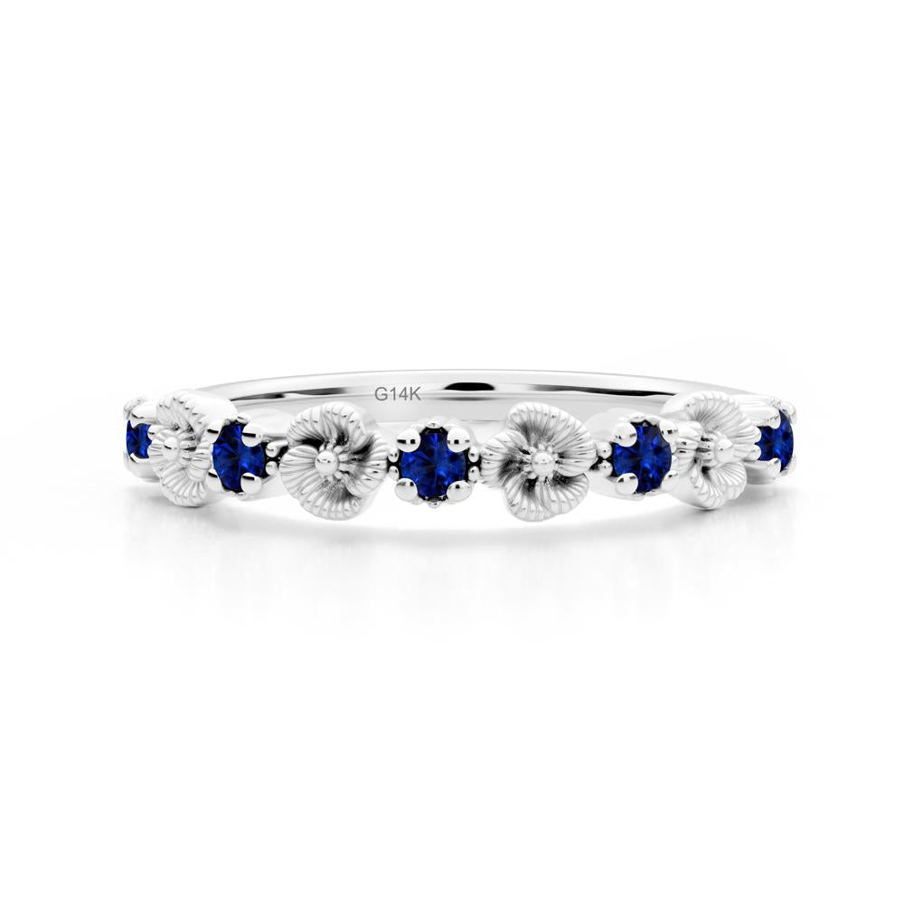 Sapphire Floral Engagement Ring - LUO Jewelry #metal_14k white gold