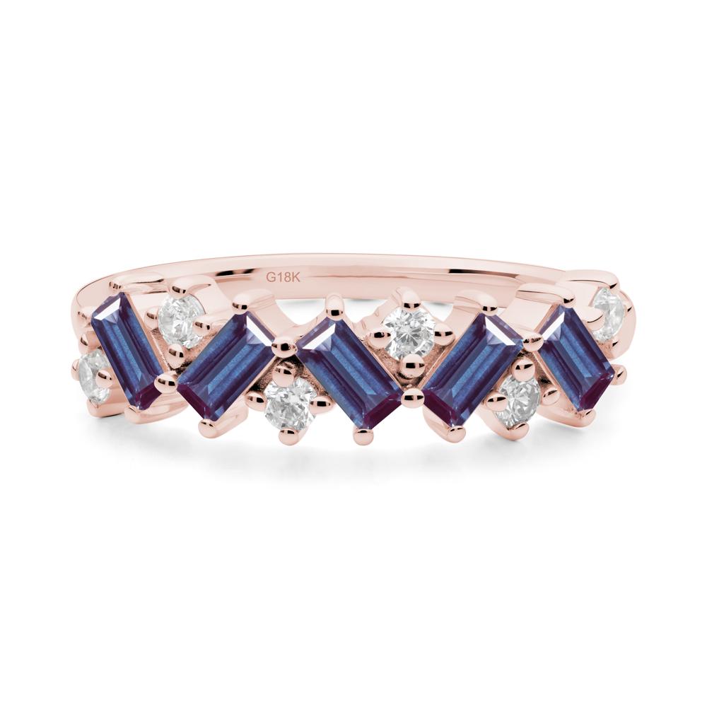 Minimalist Baguette Alexandrite Wedding Ring - LUO Jewelry #metal_18k rose gold