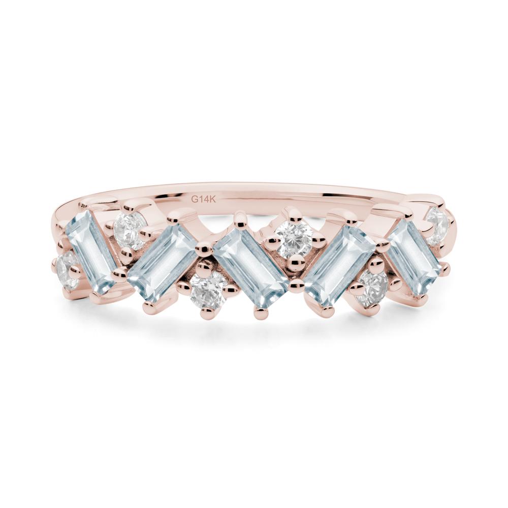 Minimalist Baguette Aquamarine Wedding Ring - LUO Jewelry #metal_14k rose gold