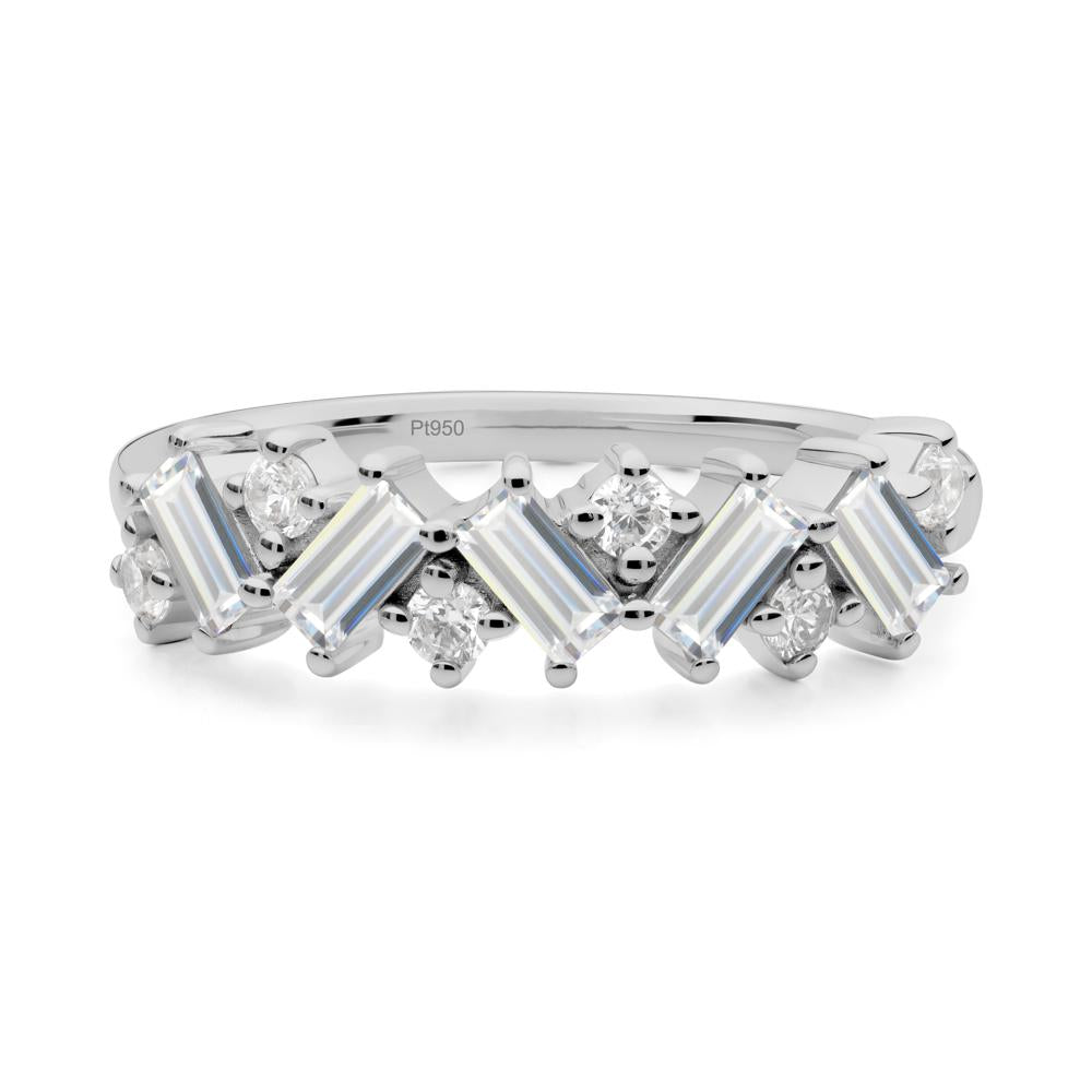 Minimalist Baguette Cubic Zirconia Wedding Ring - LUO Jewelry #metal_platinum
