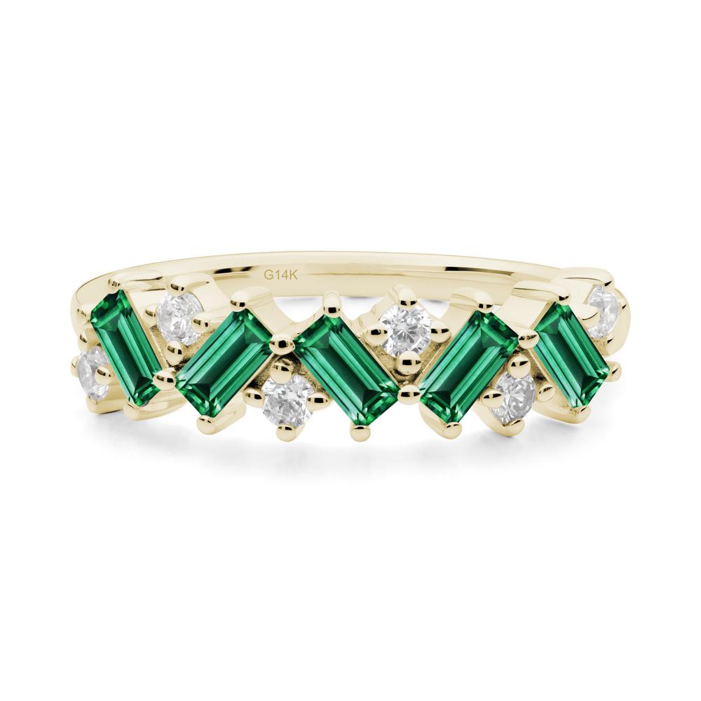Minimalist Baguette Emerald Wedding Ring - LUO Jewelry #metal_14k yellow gold