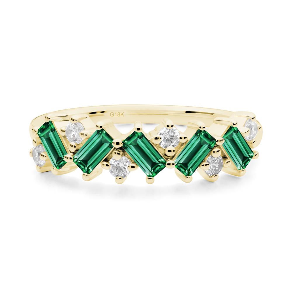 Minimalist Baguette Emerald Wedding Ring - LUO Jewelry #metal_18k yellow gold