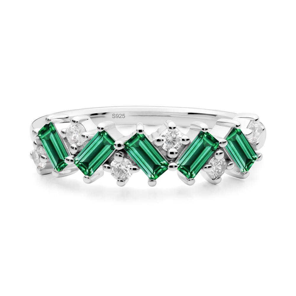 Minimalist Baguette Emerald Wedding Ring - LUO Jewelry #metal_sterling silver