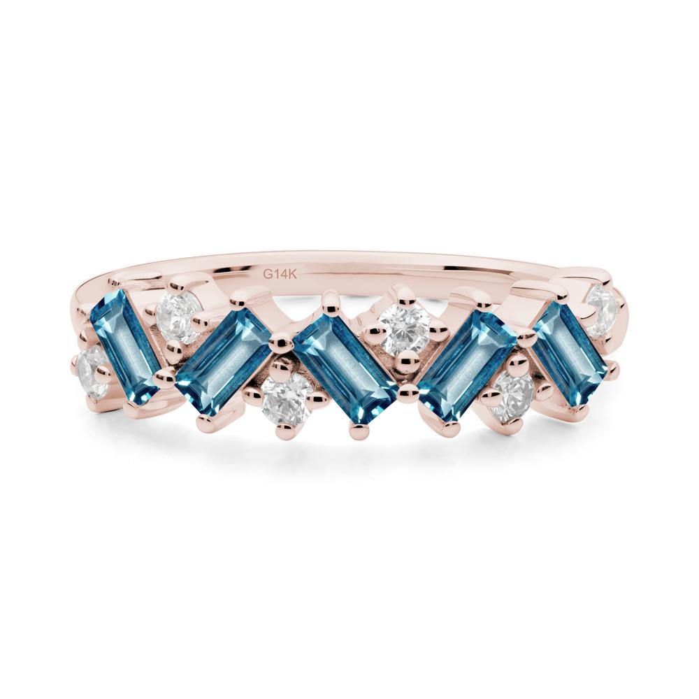 Minimalist Baguette London Blue Topaz Wedding Ring - LUO Jewelry #metal_14k rose gold