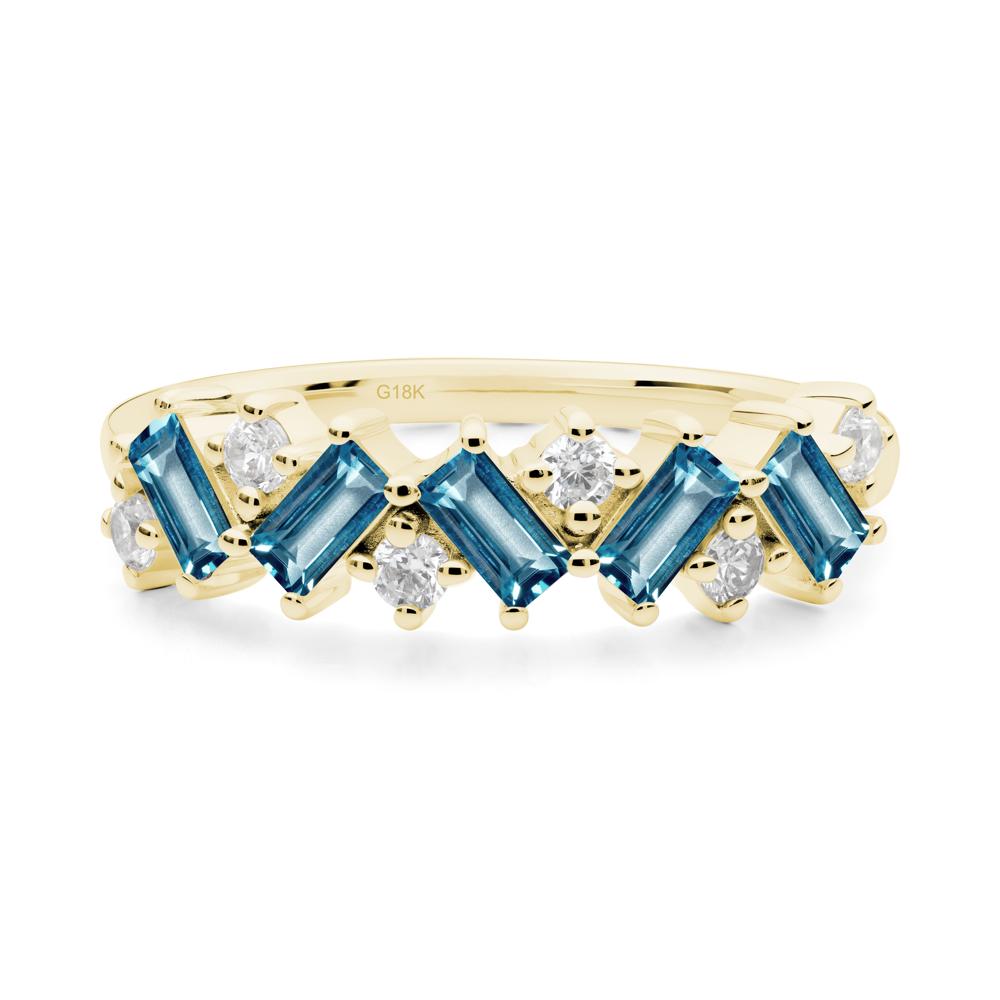 Minimalist Baguette London Blue Topaz Wedding Ring - LUO Jewelry #metal_18k yellow gold