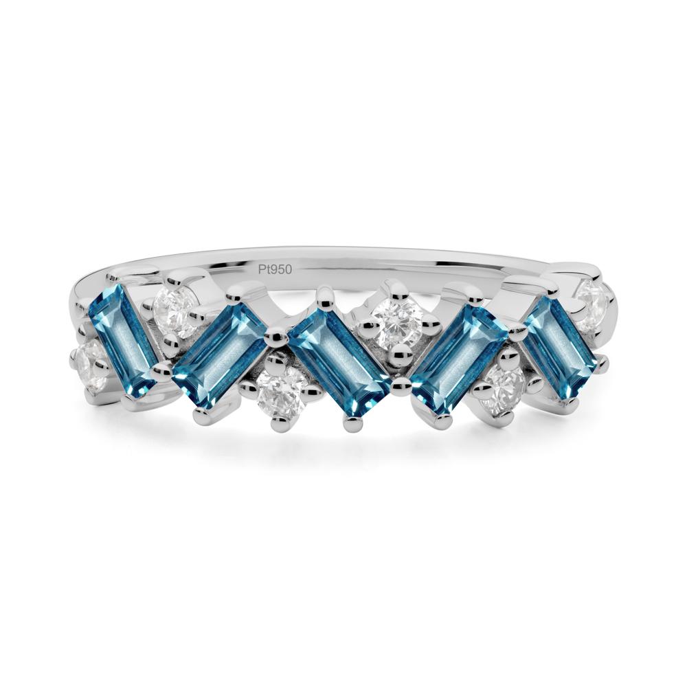 Minimalist Baguette London Blue Topaz Wedding Ring - LUO Jewelry #metal_platinum