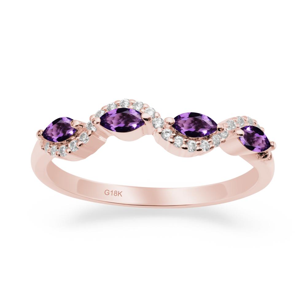 Wavy Amethyst Wedding Ring - LUO Jewelry #metal_18k rose gold