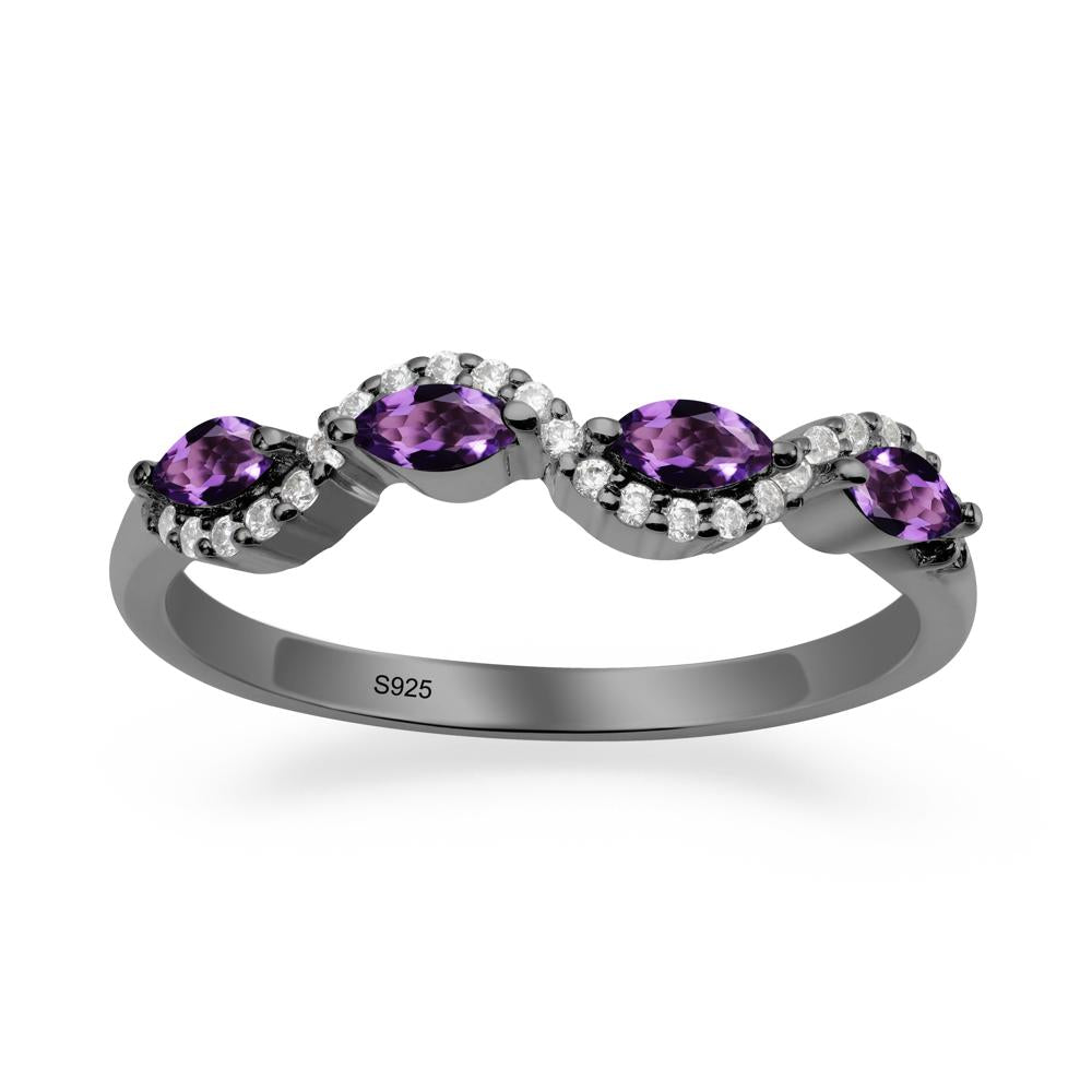 Wavy Amethyst Wedding Ring - LUO Jewelry #metal_black finish sterling silver