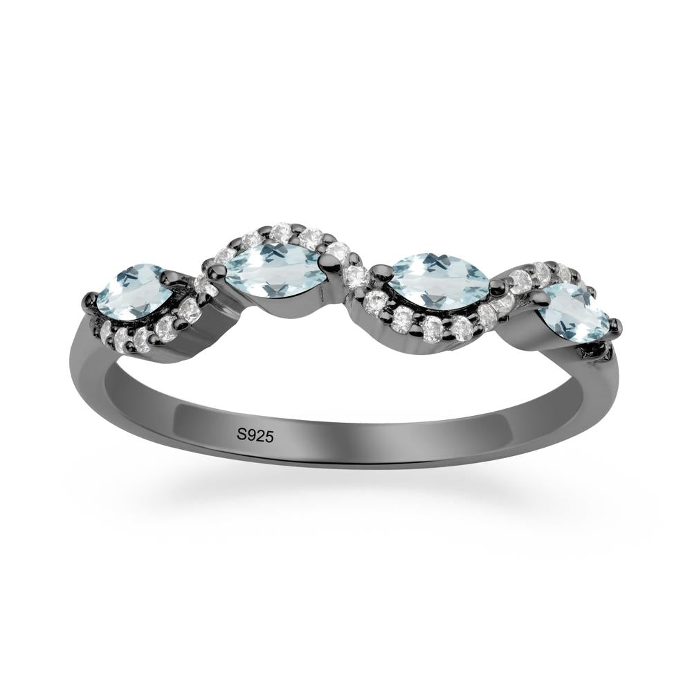 Wavy Aquamarine Wedding Ring - LUO Jewelry #metal_black finish sterling silver