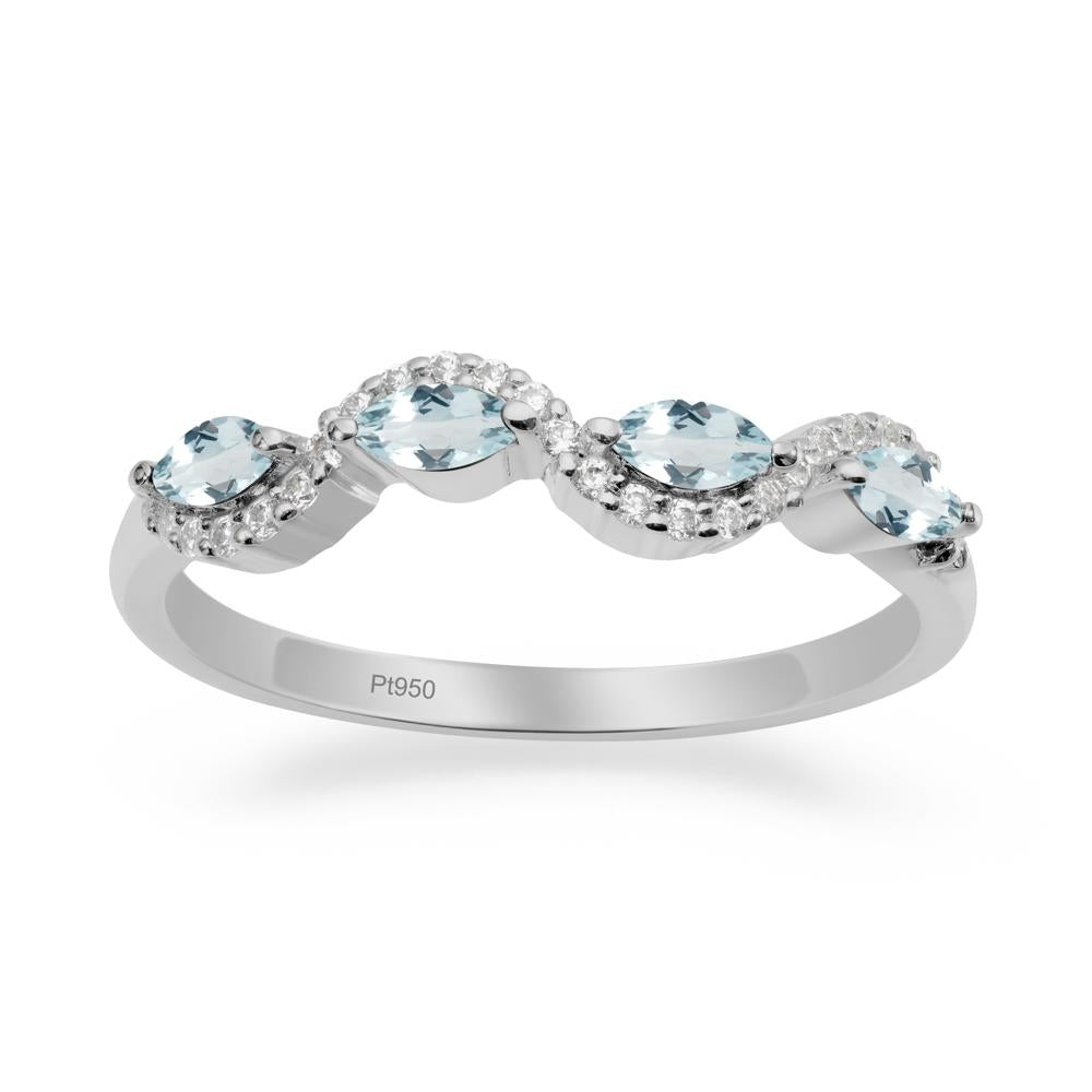 Wavy Aquamarine Wedding Ring - LUO Jewelry #metal_platinum