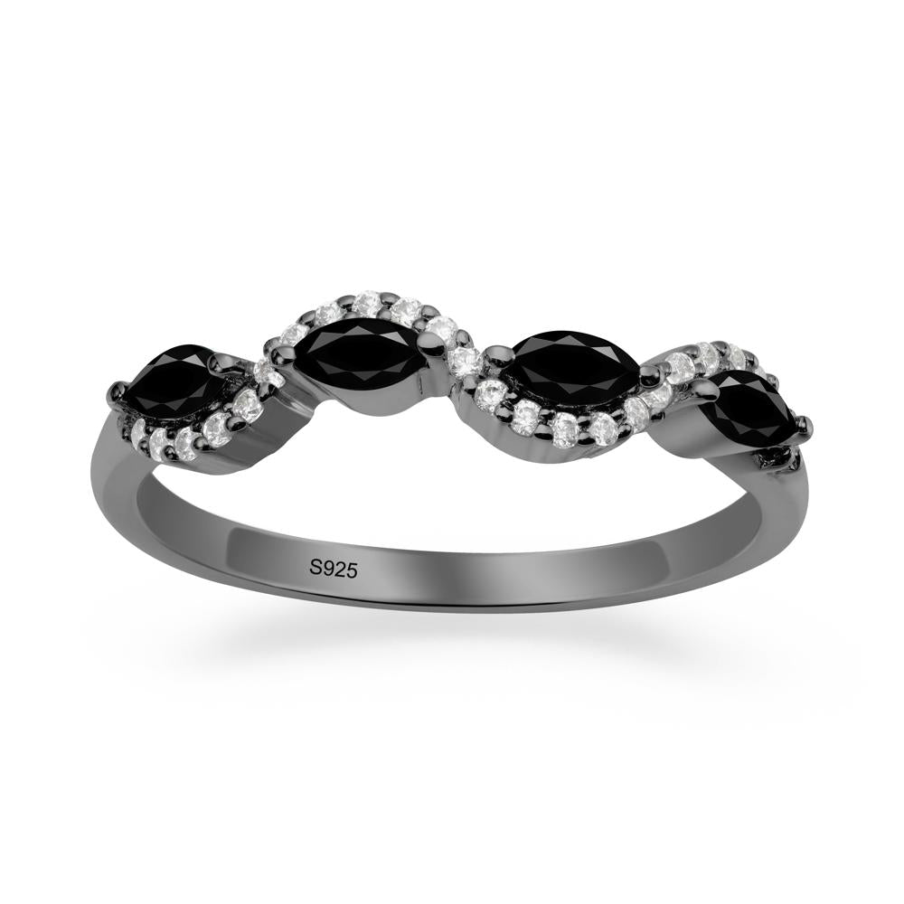 Marquise Cut Black Spinel Ring - LUO Jewelry #metal_black finish sterling silver