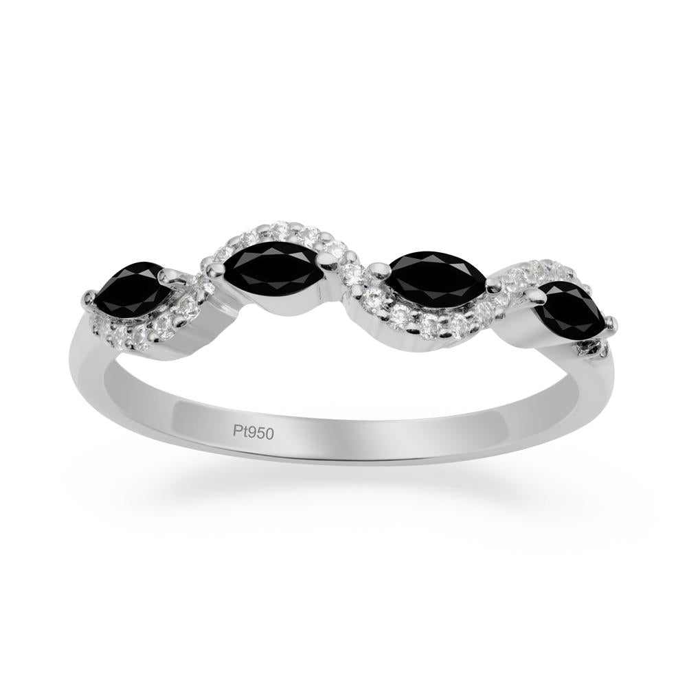 Marquise Cut Black Spinel Ring - LUO Jewelry #metal_platinum