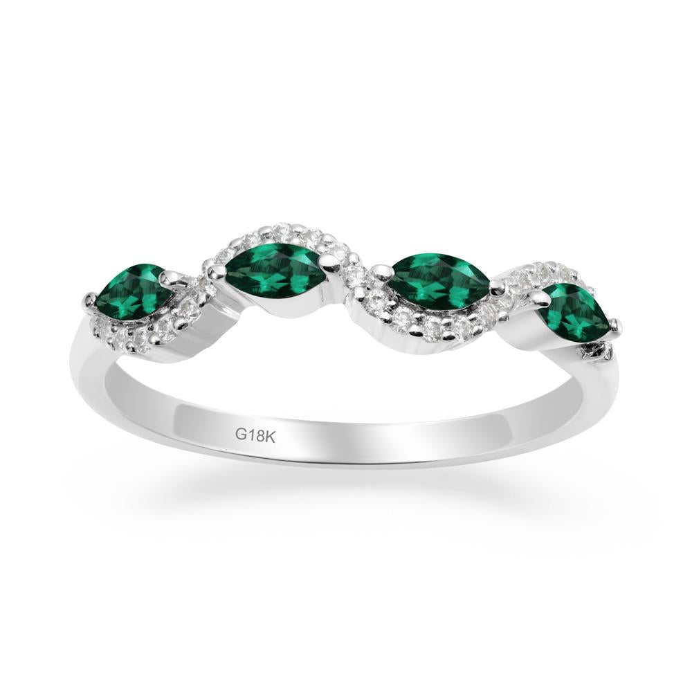 Wavy Emerald Wedding Ring - LUO Jewelry #metal_18k white gold