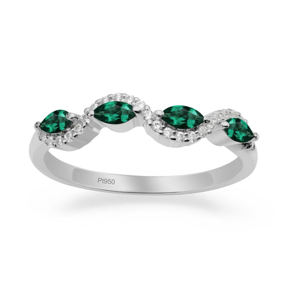 Wavy Emerald Wedding Ring - LUO Jewelry #metal_platinum