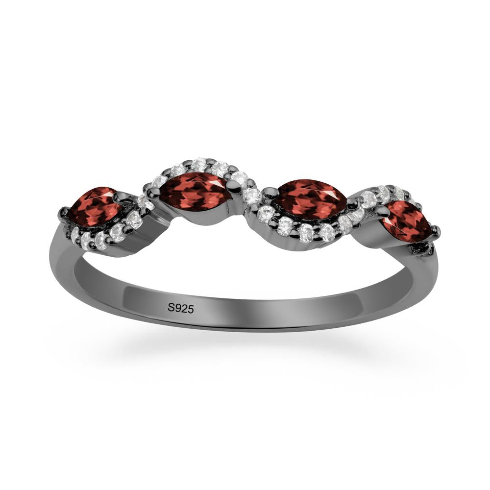 Marquise Cut Garnet Ring - LUO Jewelry #metal_black finish sterling silver