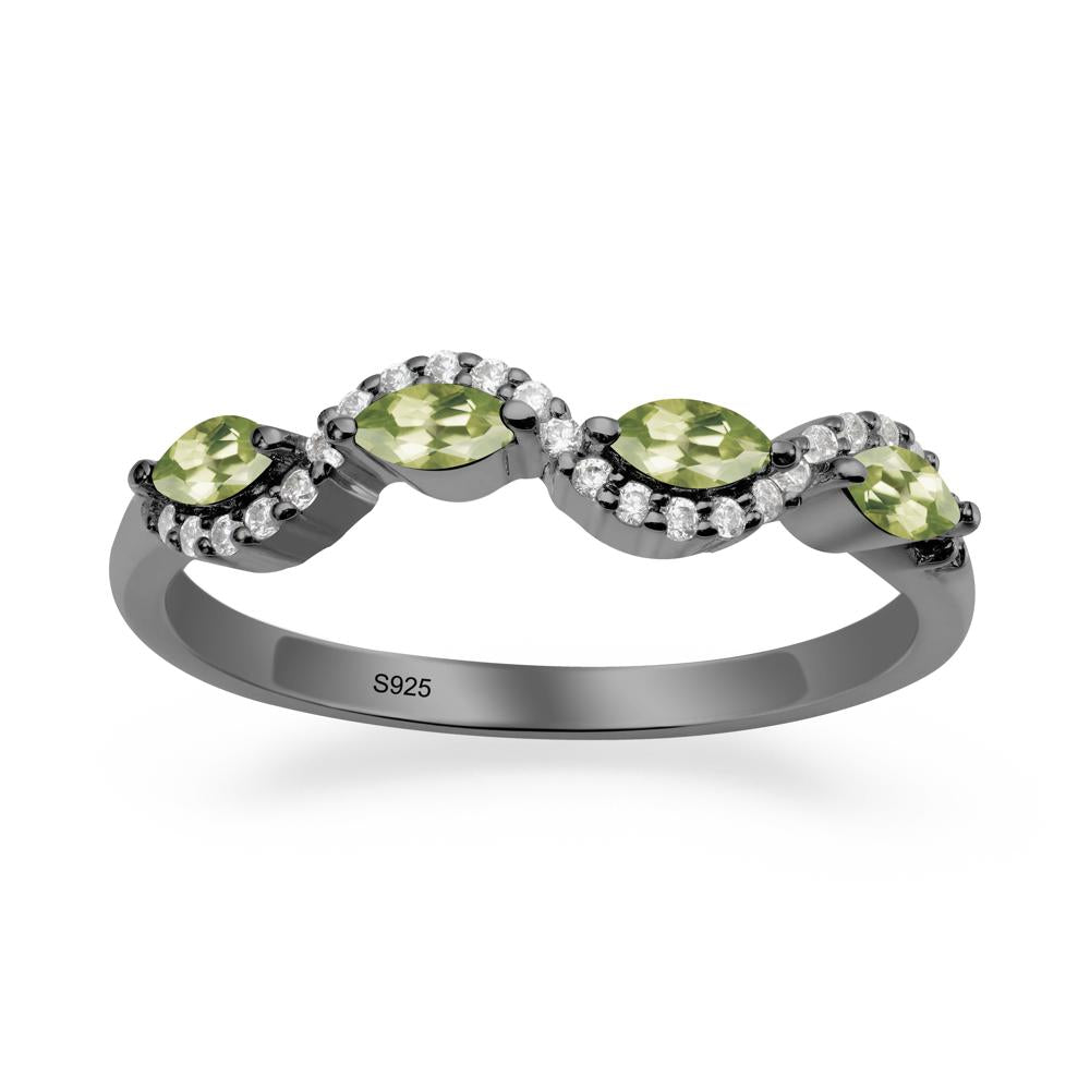 Marquise Cut Peridot Ring - LUO Jewelry #metal_black finish sterling silver