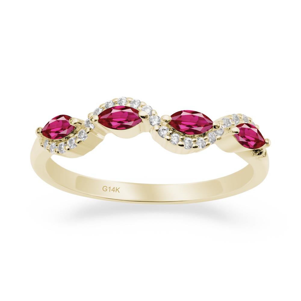 Wavy Ruby Wedding Ring - LUO Jewelry #metal_14k yellow gold