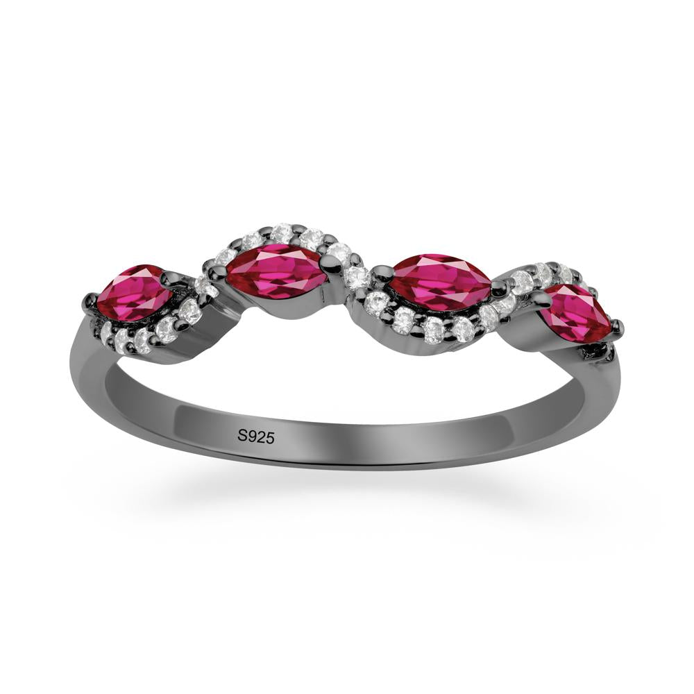 Wavy Ruby Wedding Ring - LUO Jewelry #metal_black finish sterling silver