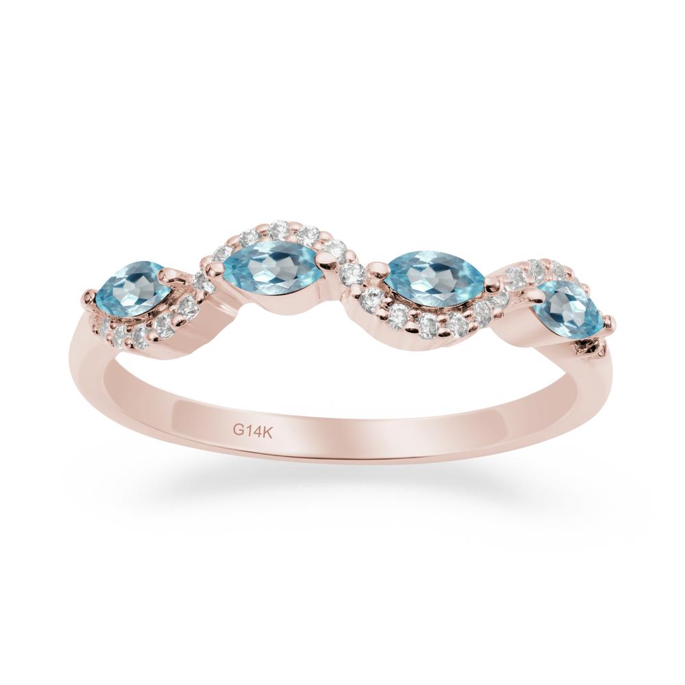 Wavy Swiss Blue Topaz Wedding Ring - LUO Jewelry #metal_14k rose gold