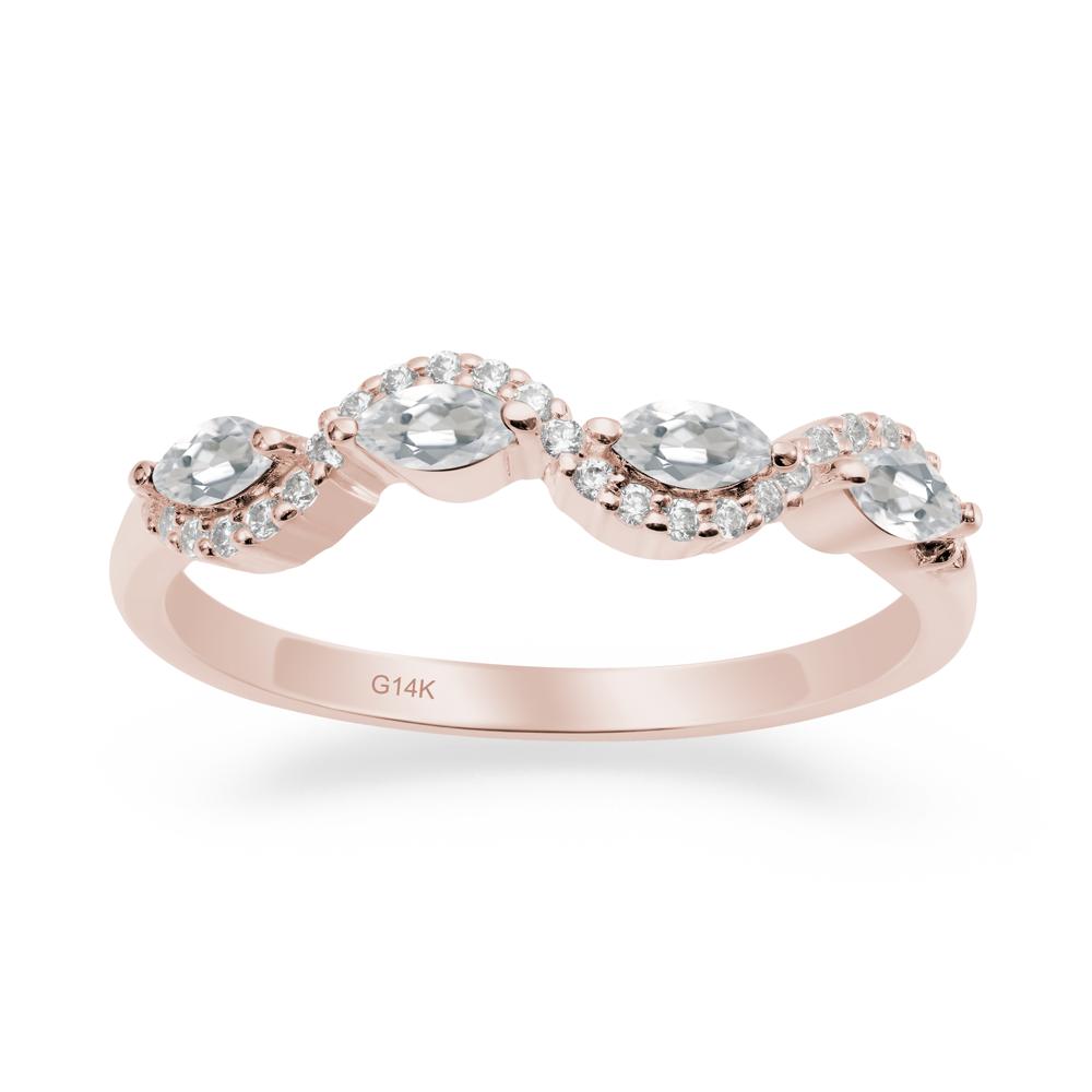 Marquise Cut White Topaz Ring - LUO Jewelry #metal_14k rose gold