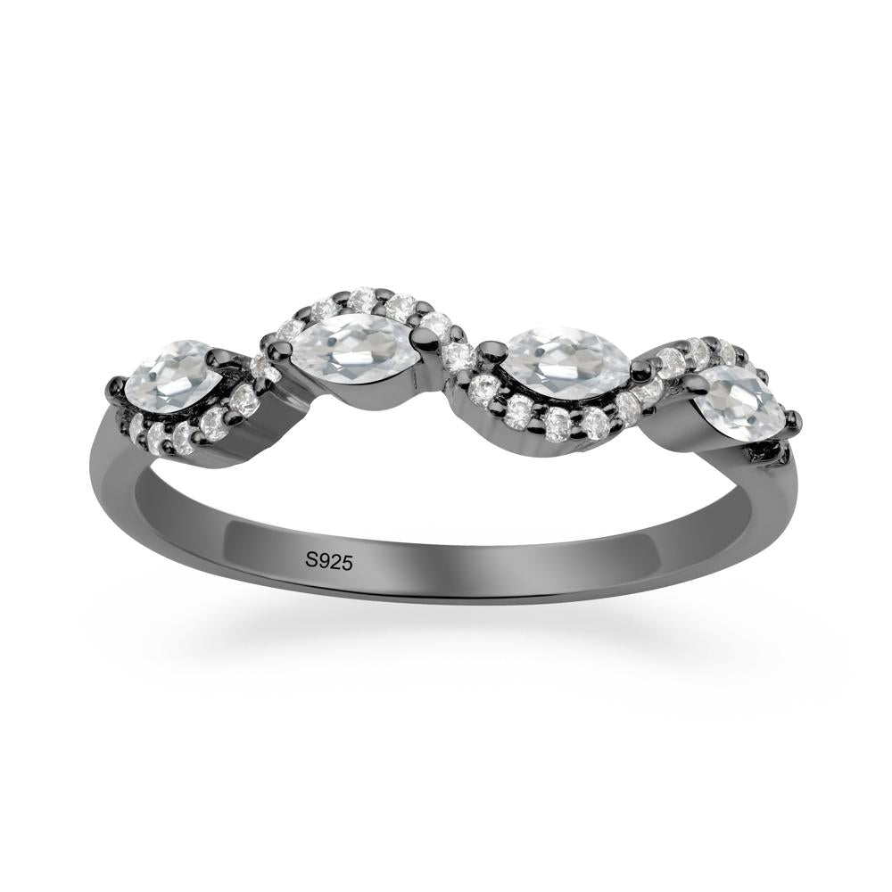 Marquise Cut White Topaz Ring - LUO Jewelry #metal_black finish sterling silver