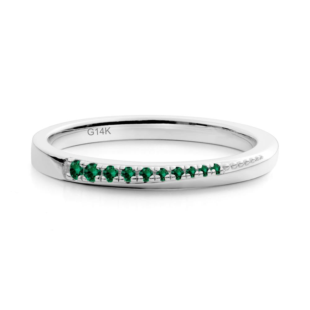Emerald Half-Eternity Band Ring - LUO Jewelry #metal_14k white gold