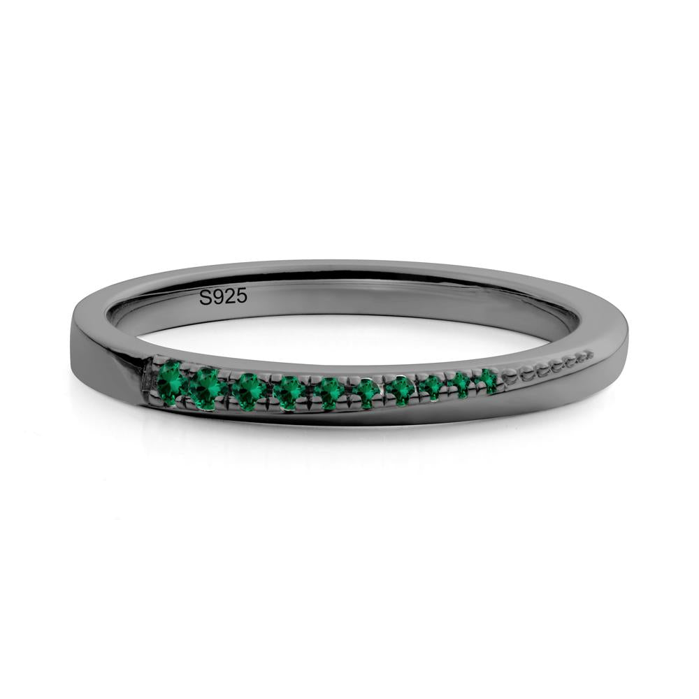 Emerald Half-Eternity Band Ring - LUO Jewelry #metal_black finish sterling silver
