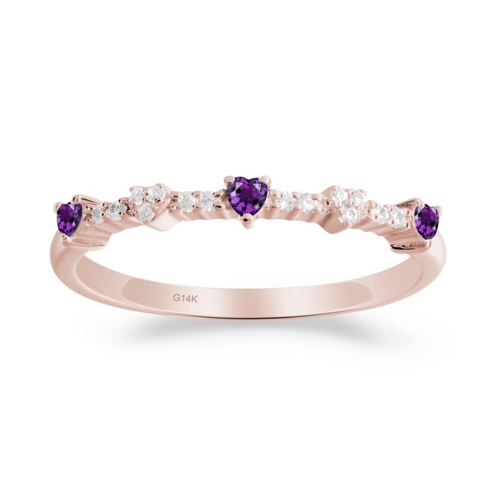 Simple Heart Shaped Amethyst Promise Ring - LUO Jewelry #metal_14k rose gold