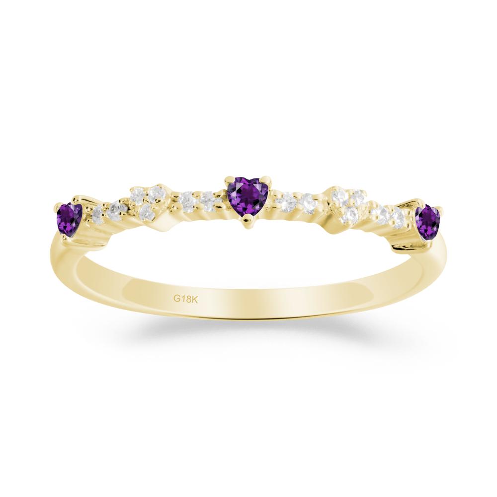 Simple Heart Shaped Amethyst Promise Ring - LUO Jewelry #metal_18k yellow gold