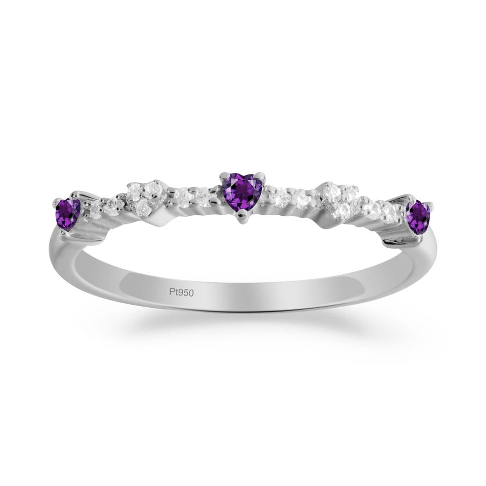 Simple Heart Shaped Amethyst Promise Ring - LUO Jewelry #metal_platinum