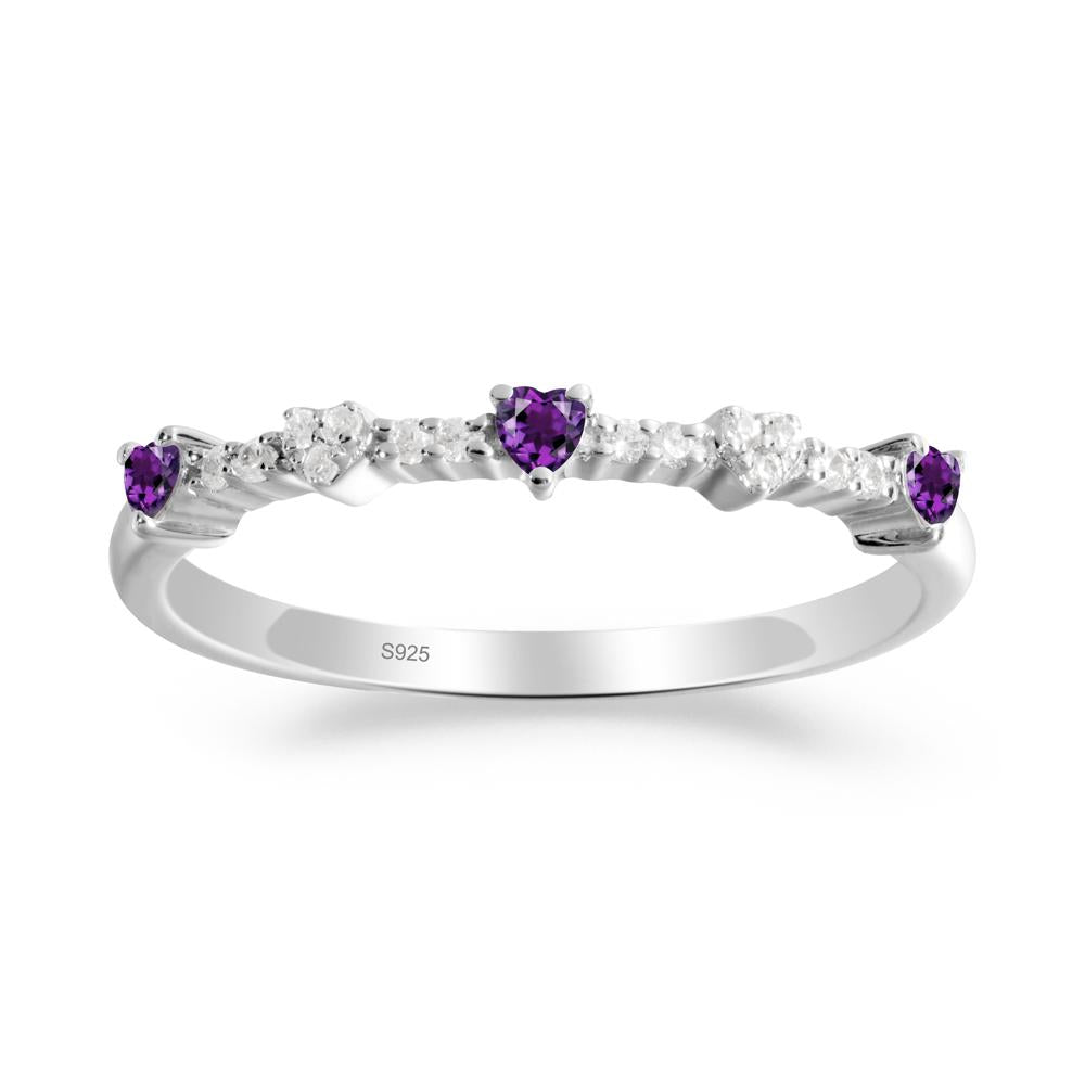 Simple Heart Shaped Amethyst Promise Ring - LUO Jewelry #metal_sterling silver