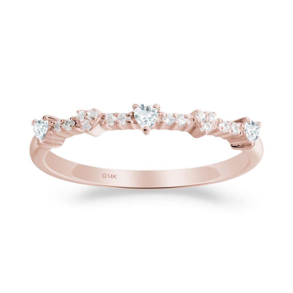 Simple Heart Shaped Aquamarine Promise Ring - LUO Jewelry #metal_14k rose gold