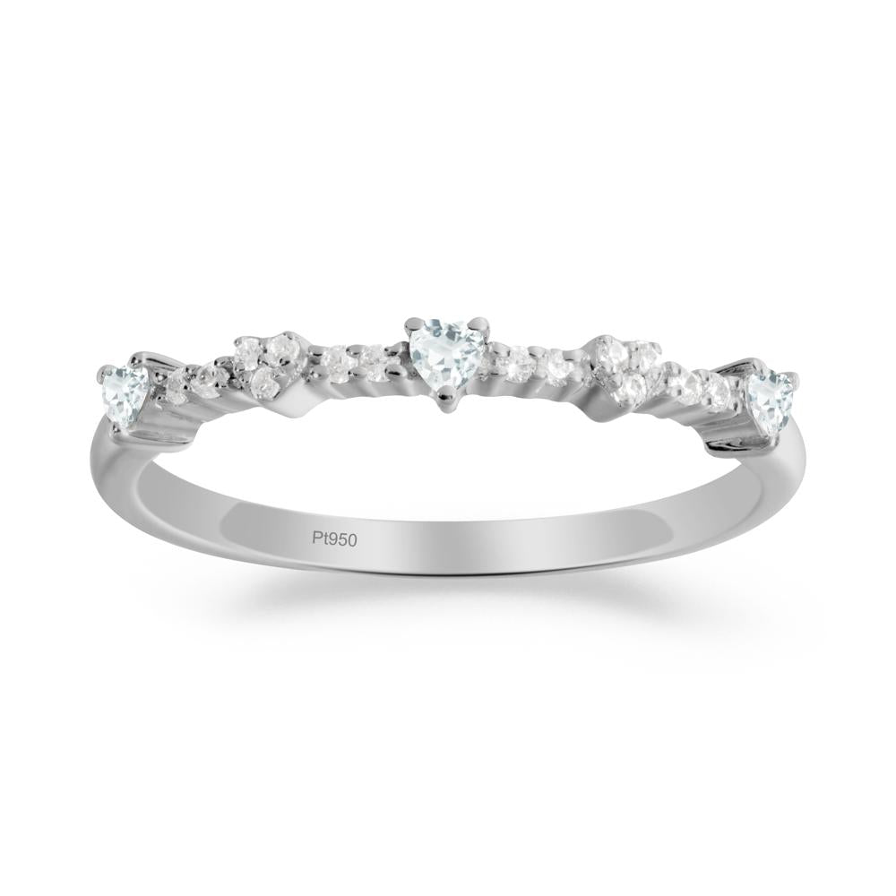 Simple Heart Shaped Aquamarine Promise Ring - LUO Jewelry #metal_platinum