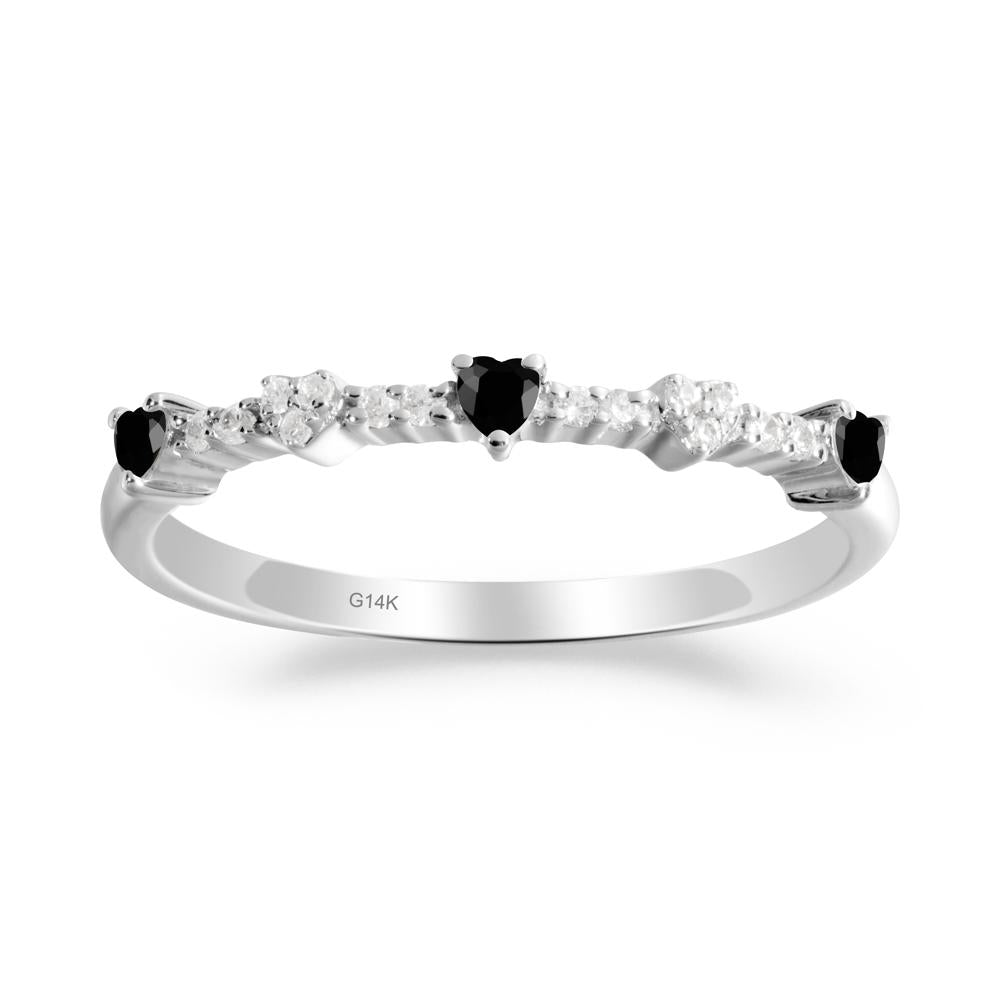 Simple Heart Shaped Black Spinel Promise Ring - LUO Jewelry #metal_14k white gold