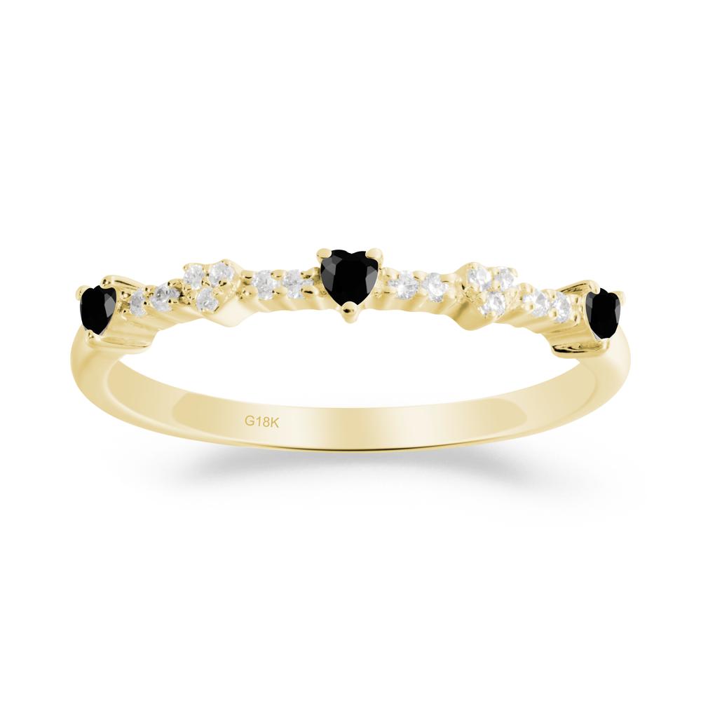 Simple Heart Shaped Black Spinel Promise Ring - LUO Jewelry #metal_18k yellow gold